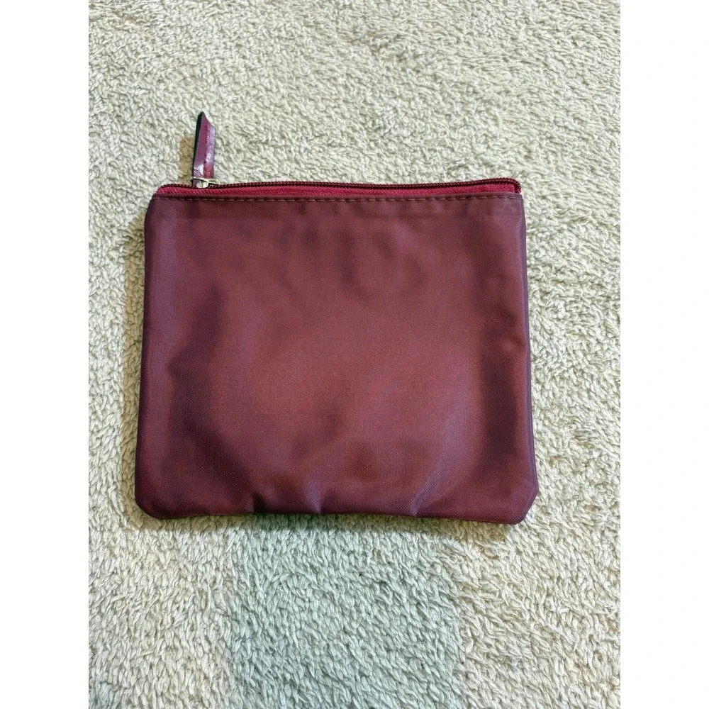 Tumi‎ for Delta Burgundy Nylon Cosmetic Pouch Travel Organizer Zipper Bag Kit